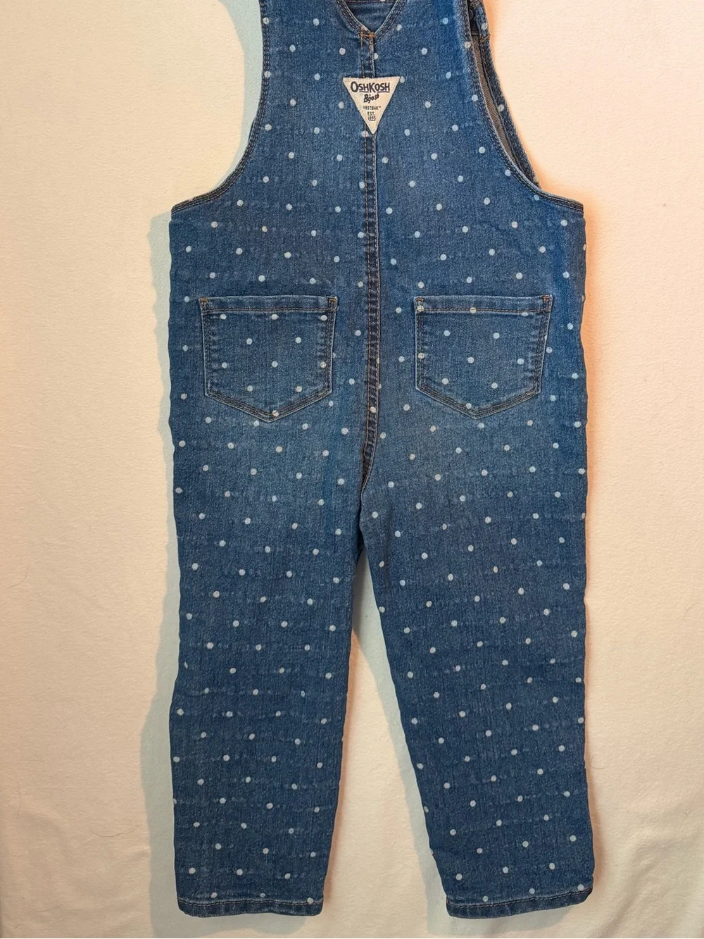 OshKosh B'gosh Blue Denim Polka Dot Overalls